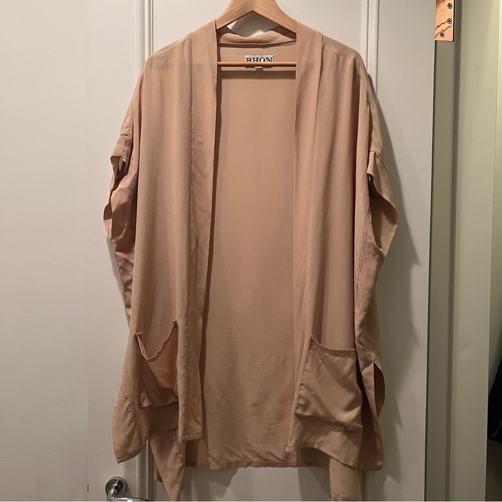 Bhon 100% Silk Open Kimono Style Duster Small